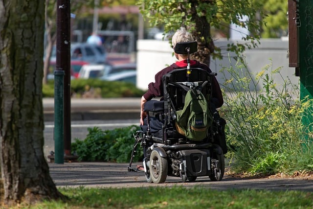 Woman in a wheelchair in the park
