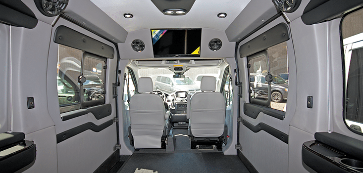 Rollx Vans Ford transit wheelchair van looking forward