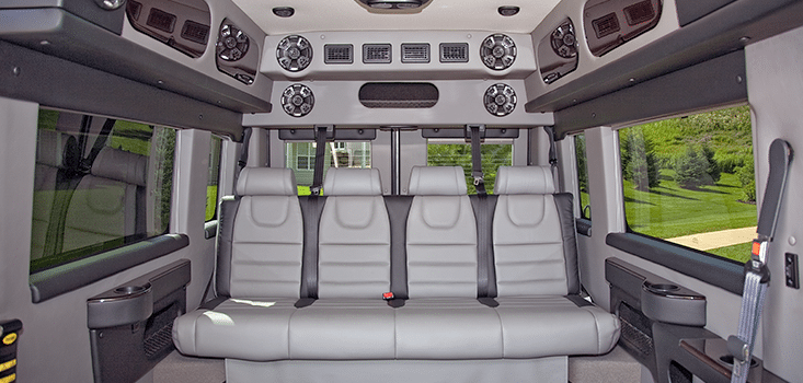 Rollx Vans Dodge Ram Promaster wheelchair van rear seat and ceiling